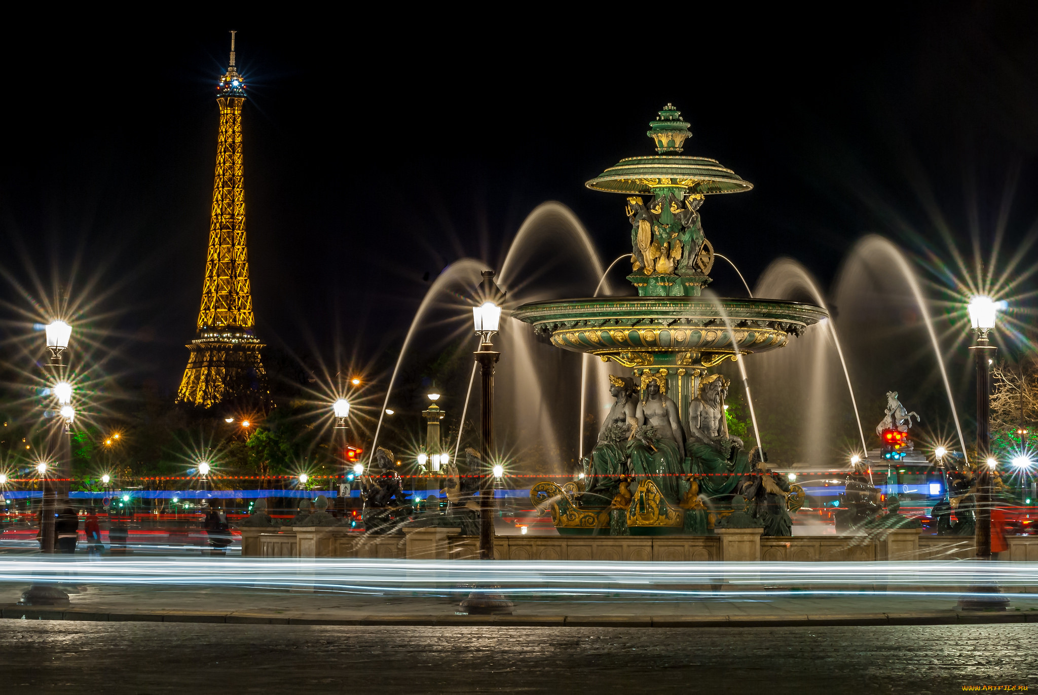 fontaine de la place de la concorde,  la tour eiffel en arri&, 232, re plan,  paris, ,  , , , , , 